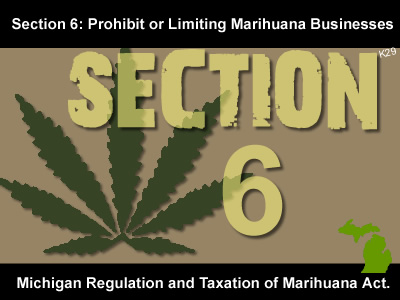 Michigan Regulation and Taxation of Marihuana Act-Sec 6 Municipalities may completely prohibit or limit the number of marihuana establishments
