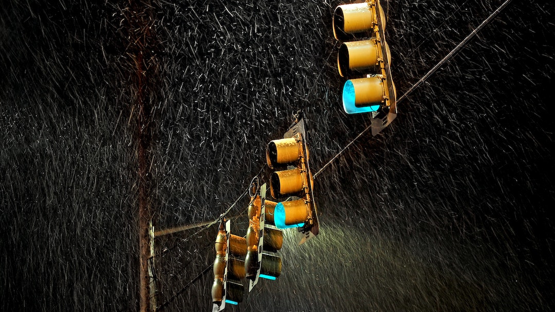Traffic light in a storm